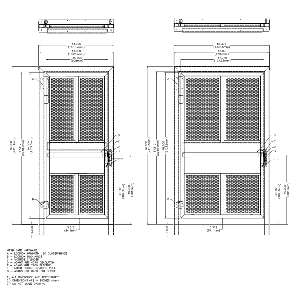 HS336-ADA-MS / HS348-ADA-MS Full Height Steel Gate with Security Mesh - Image 8