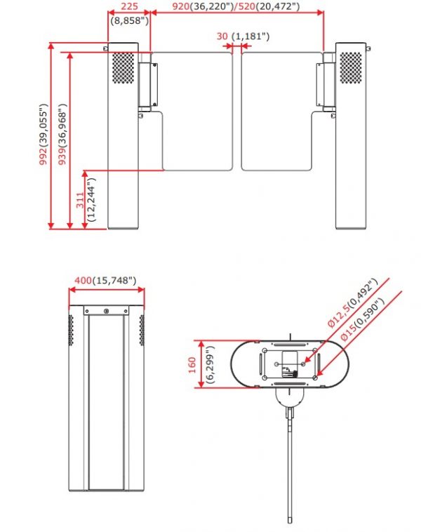 dTower Optical Swing Gate for Small Spaces - TURNSTILES.us