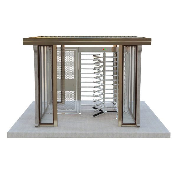 EntraBOX HSE1212 High Security Entrance with Turnstile, Gate and Canopy (1-Turnstile, 1-Gate, 12x12 Enclosed Glass Canopy)