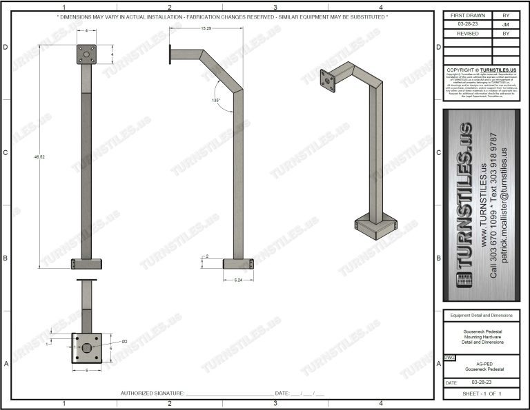 Gooseneck Pedestal with Card Reader Mounting Box TURNSTILES.us